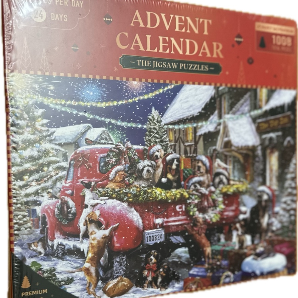 Christmas Jigsaw Puzzle Advent Calendar‎ 1008 pc Dogs Pickup truck